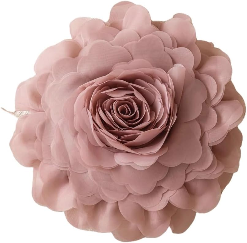 Rose Flower Round Throw Pillows Cover, Handmade Pillowslip Decoration Cushions for Living Room Sofa Bed