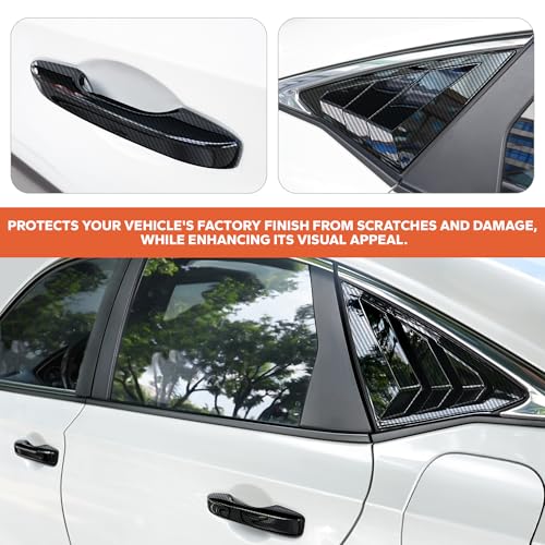 Image of for 11th Gen Honda Civic Accessories (2022-2026), 6pcs Exterior Trim Set - Door Handle Covers&Triangle Window Covers (Carbon Fiber)
