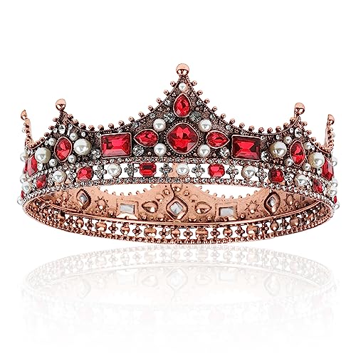 Consejos para Comprar El rey del vidrio del mes. 39 Corona King Crown, Corona King para hombre, corona barroca de vidrio, clásico, para graduación, rey, corona malvada, corona de lujo, corona roja para cumpleaños, graduación,...