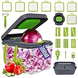 Avilia Taglia Verdure Multifunzione con 7 Lame Intercambiabili - Affettaverdure e Mandolina con Contenitore Integrato - Taglia Patate e Julienne con Protezione per Mani