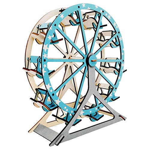 snaked cat 3D Wooden Puzzle, DIY Ferris Wheel/Merry-Go-Around Model Puzzle 3D Jigsaw Hand Craft Mechanical Toy Gifts for Kids and Adults (C, onesize)