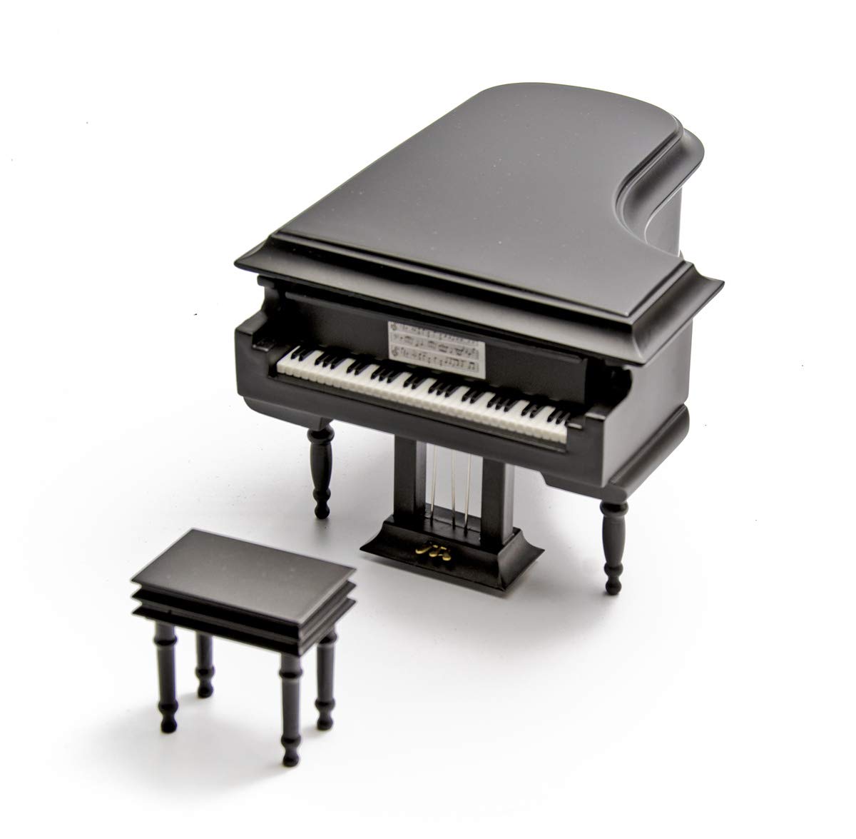 MusicBoxAttic Sofisticado Piano en Miniatura DE 18 Notas, Color Negro Mate, con Banco, más de 400 Canciones