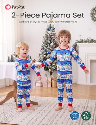 Image of PATPAT Toddler & Kids Pajama Sets with Bamboo Viscose, Snug Fit Pjs for Girls, All-Season Comfort Sleepwear, Ages 2-12 Years
