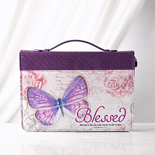 Bible Cover Butterfly Blessed Purple Jeremiah 17: 7 Large