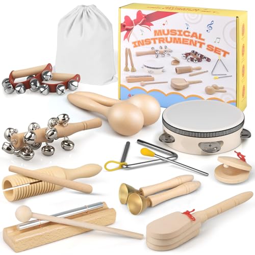 E-SMARTER Kids Musical Instruments 14pcs, Montessori Musical Toys Maracas, Percussion Instruments Music Enlightenment, Musical Toys for Boys and Girls, Kids Birthday Gift