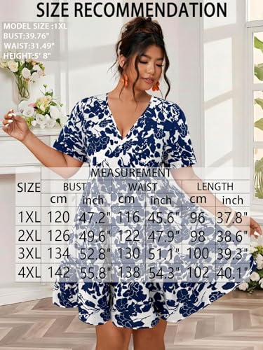 Image of Plus Size Summer Dresses for Women Casual Short Sleeves A Line Midi Dress