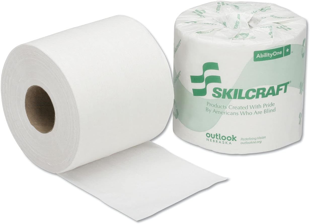 AbilityOne® - NSN6308729 - SKILCRAFT® Toilet Tissue - 2-Ply - 4 in x 3-3/4 in - 500 sheets per Roll - 96/Box