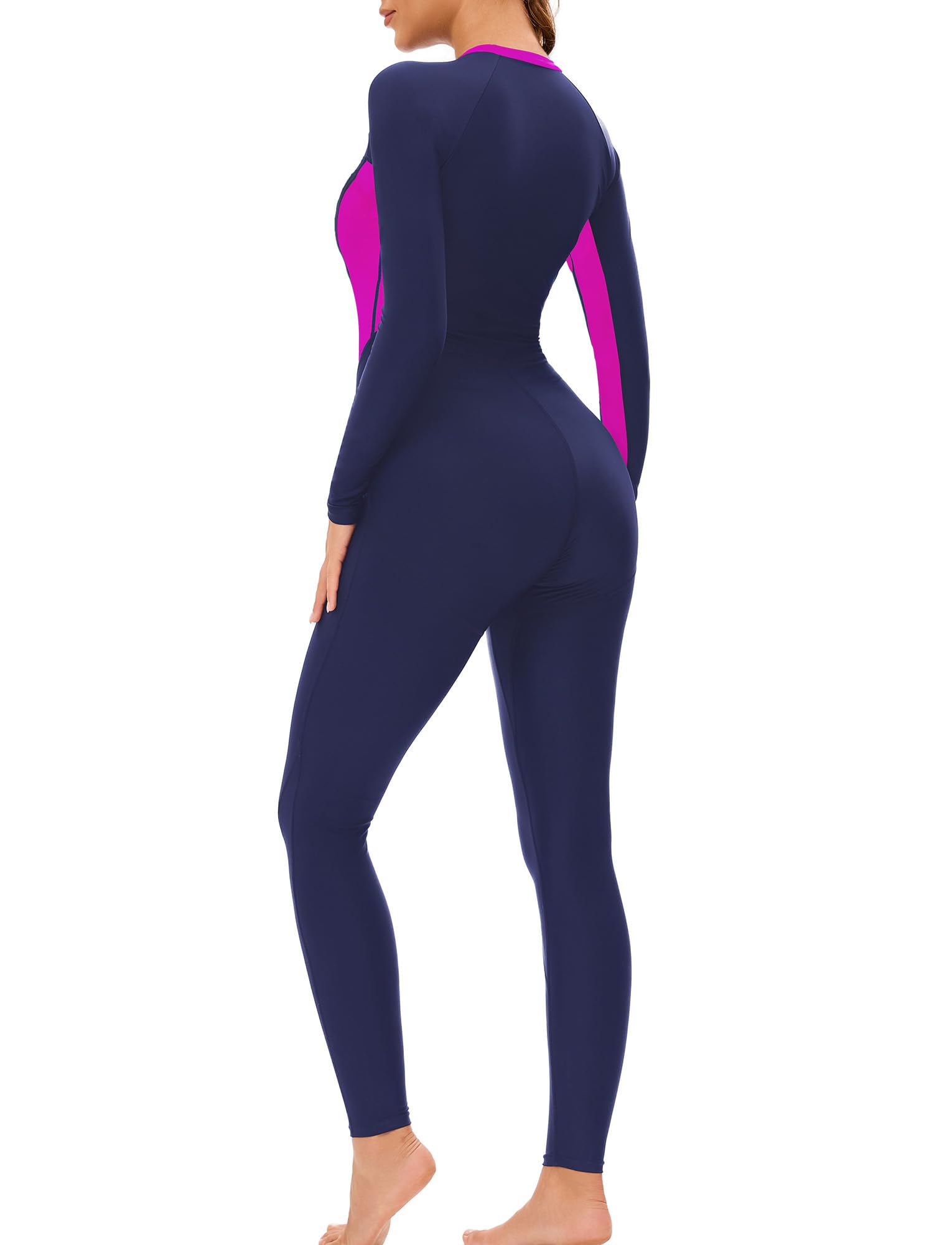 SEAUR Damen Ganzkörper-Badeanzug Einteiliger Reißverschluss Front Rash Guard Badebekleidung UPF 50+ Langärmeliger Tauchbadeanzug zum Schnorcheln