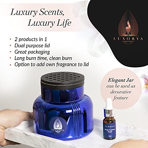 Luxorya Natural Soy Wax Candles In 24 Oz Glass Jar With Dual-Purpose Lid And Oil Dropper, Rich Aroma With 80 Hours Of Burn Time, Gift For Men And Women With Orange, Grapefruit And Orchid Fragrance #TOP4