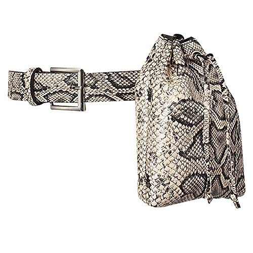 Milya Riñonera moderna para mujer, de piel sintética, con correa ajustable, diseño de serpiente, beige (Beige) - bb-04020U04