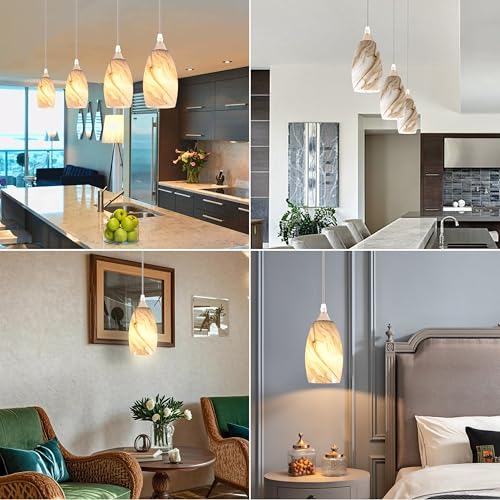 Image of GO&SO Glass Pendant Light Shades 3Pcs,7.8 inch H x 4 inch D,Honey-Bronze Gradient | 1.57 inch Fitter E26 Base,Oval Chandelier Shades for Kitchen Island,Hanging Light Shades,Hand-Blown Art Fixtures