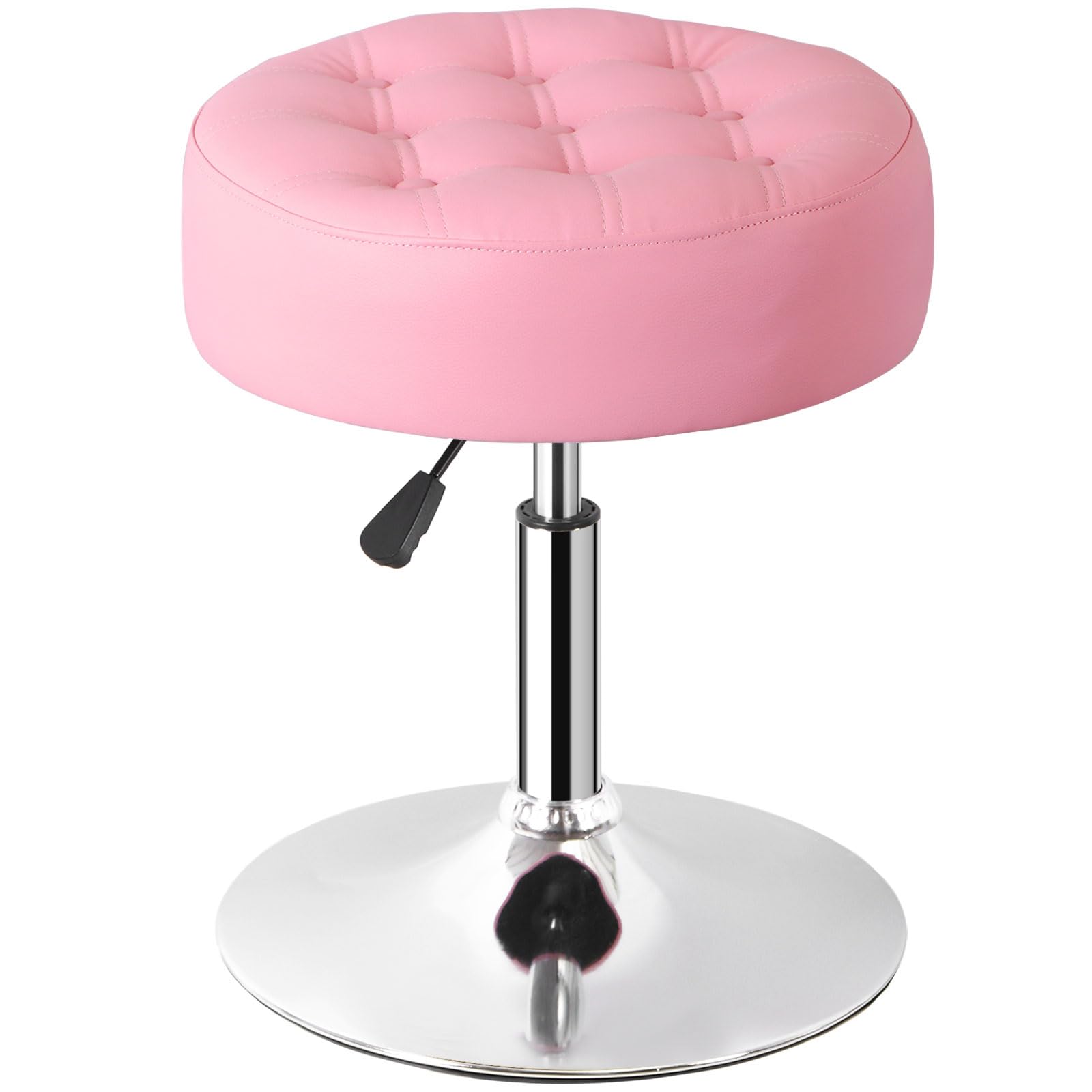 SUPER DEAL Vanity Stools for Makeup, Vanity Ottoman Chair with Adjustable Height and 360° Swivel for Makeup Room Bedroom Living Room, Pink