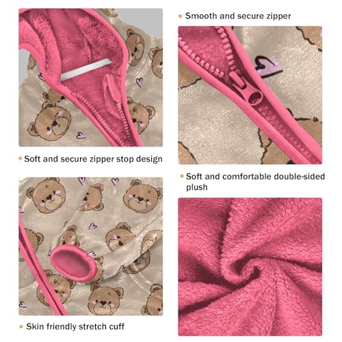 Bears Toddler Fleece Jacket Baby Girls Hooded Zipper Long Sleeve Thick Warm Outerwear 3-10 Years3