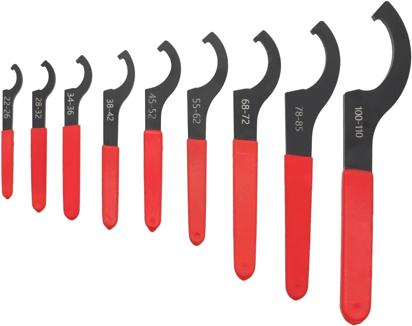Nakkaa 9Pcs Coilover Spanner Wrench Set, Adjustable Shock Wrench Universal Carbon Steel Spanners Compatible with Most Coil Over Shock Adjustments (Red)