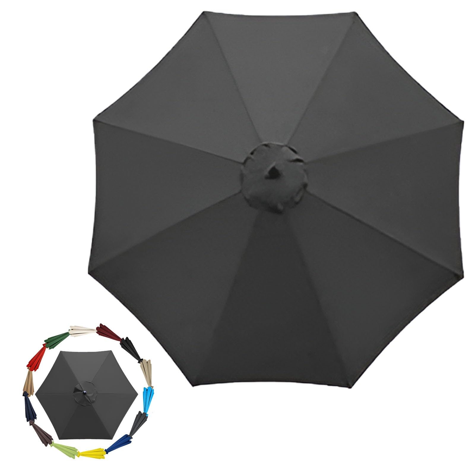 Gzdxbf Unisex Grey 200Cm 270Cm 300Cm / 6Ribs 8 Ribs Replacement Parasol Fabric Cover, Umbrella Cloth Replacement, Garden Parasol Canopy Cover(Color:gray,Size:6 Ribs-2.7M(8.8Ft))