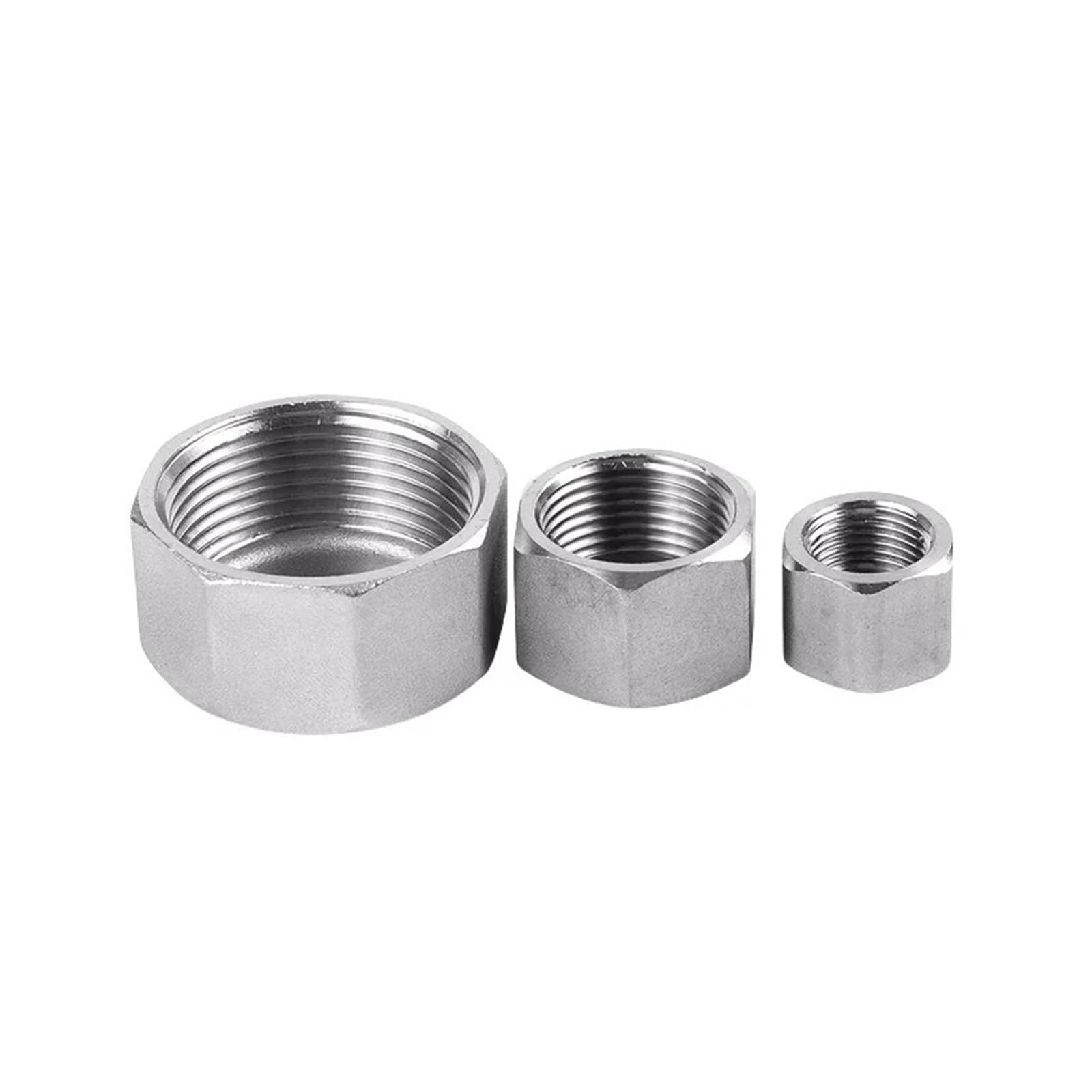 Ze stali nierdzewnej 304 wewnętrzna jedwabna nasadka sześciokątna złączki rurowe 1/8 "1/4" 1/2 "3/4" gwint żeński nakrętka rurowa kapelusz adapter złącza(4")