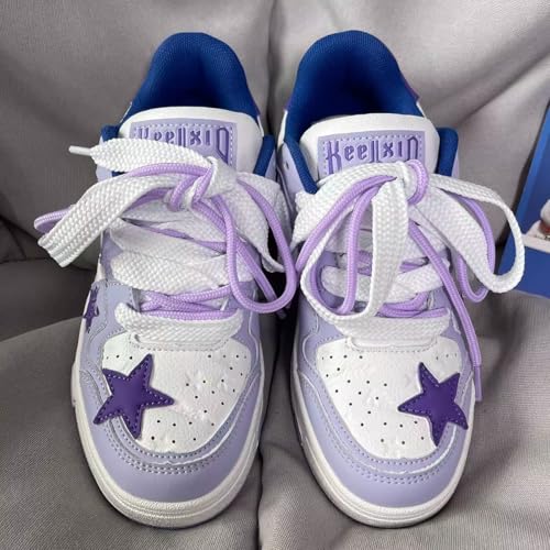 Y2K Preppy Star Chunky Sneakers - Retro Collegiate Color Block Chic Casual Walking Shoes for Trendy Women2