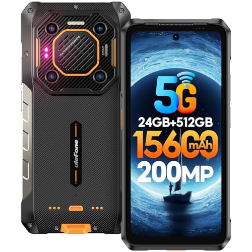 Ulefone Rugged Smartphone, Armor 26 Ultra 5G Unlocked Cell Phone, 24GB+512GB, 200MP+64MP+50MP+50MP Camera, 15600mAh Battery 120W Fast Charging, 6.78" FHD+ 120Hz Display, uSmart Expanded Connector NFC