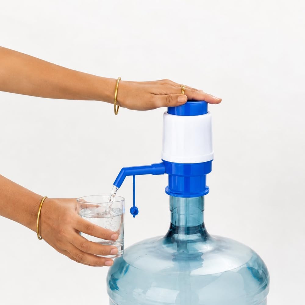 Manual Water Dispenser Pump for 20L Bottle|Hand Press Drinking Water Pump| (Use for School, Office,Home,Shop,Hotel,Market, Outdoors) Easy Fit Vacuum Action Water Dispenser (Blue and White)-image-22