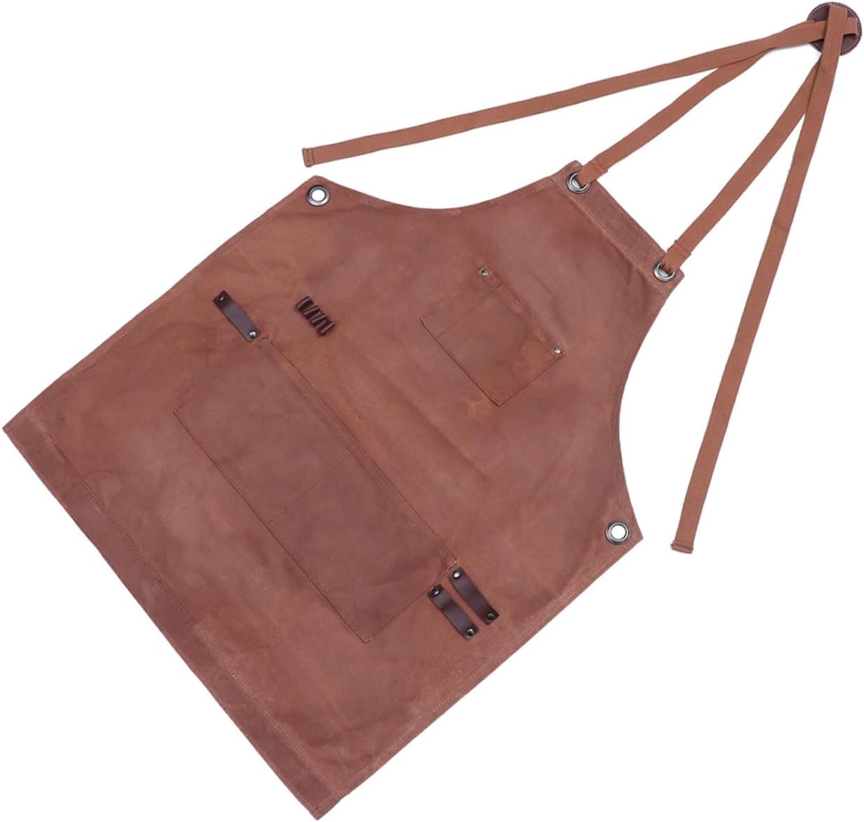 Heavy Duty Waxed Canvas Work Apron with Multi Tool Pockets for Men Sturdy Shop Apron with Snap-fit Waistband Carpenter Electrician Garage Bbq and DIY Tasks