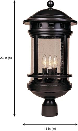 Miniatura 3 de Designers Fountain 2396-ORB Sedona - Farol de poste para exteriores, 23 pulgadas de alto, bronce aceitado con pantalla de vidrio transparente
