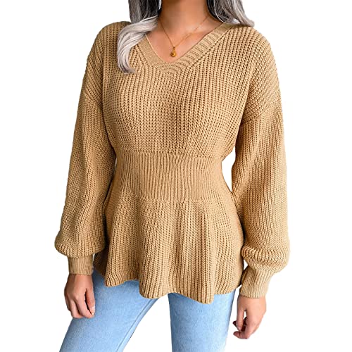 Jersey de punto para mujer cálido y suave con manga larga elegante