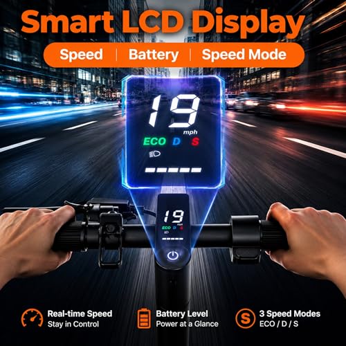 Image of Electric Scooter for Adults and Teens, 350W Motor, 19 MPH Top Speed Commuter E Scooter, Up to 19 Miles Range, 8.5 inch Solid Tires, Folding Electric Scooter with App Control, Dual Brake System
