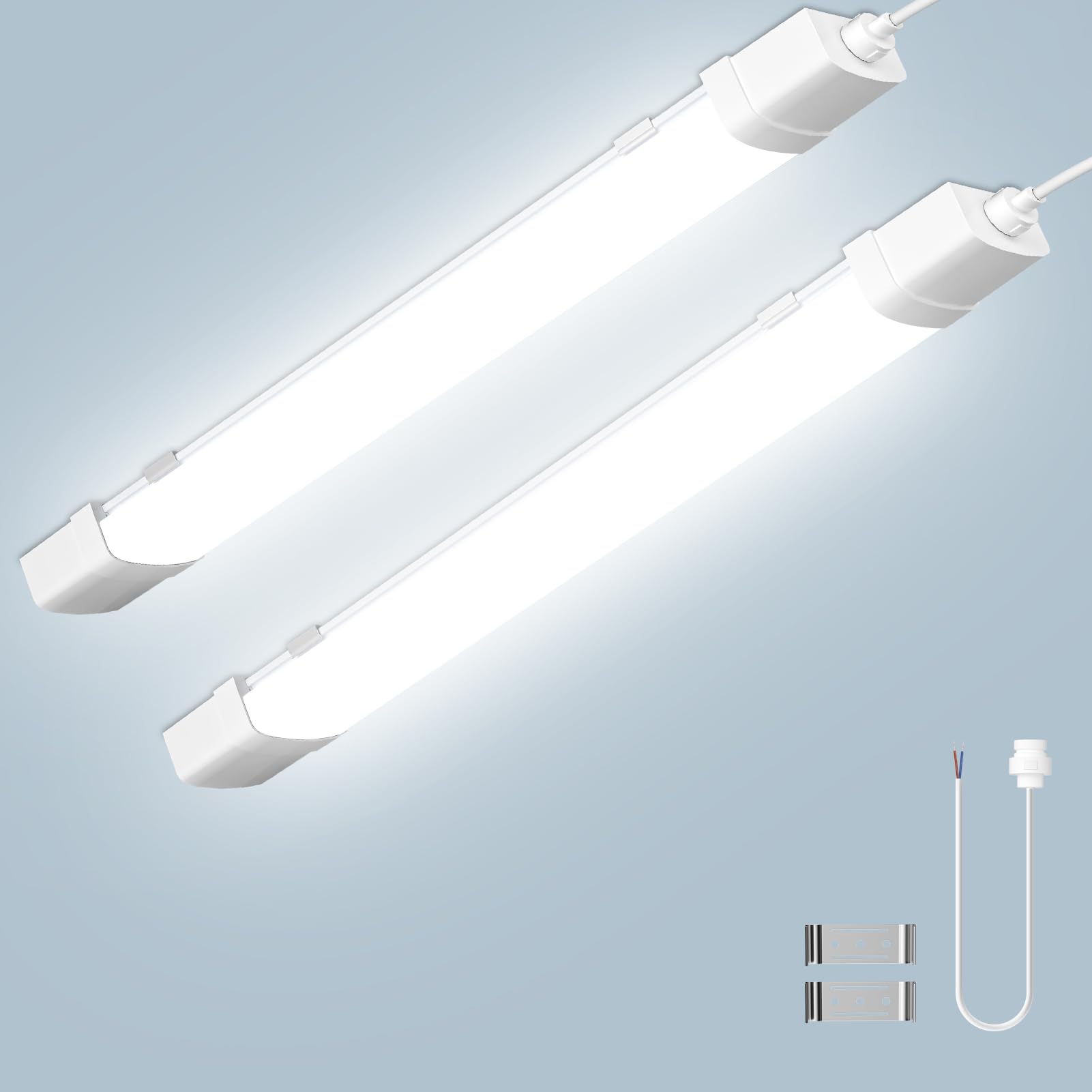 2 Pièces Neon LED 115cm avec Detecteur Mouvement,40W 4000LM Tube Sensor Lampe,6500K Blanc froid Reglette LED,IP65 Étanche Plafonnier Tube pour Garage Couloir Balcon Escalier