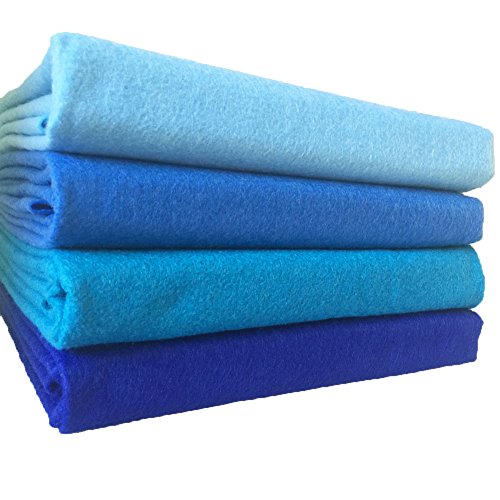Image of 4pcs Thick 1.4mm Soft Felt Fabric Sheet Assorted Color Felt Pack DIY Craft Sewing Squares Nonwoven Patchwork (92x90cm Blue)