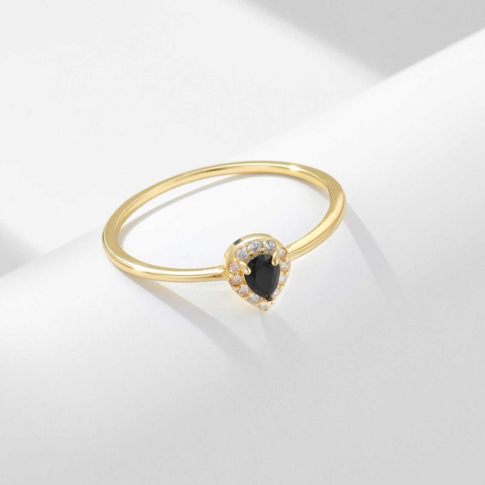 Anillos de dedo medio para mujer, anillos de moda con gotas de agua con ágata y oro amarillo