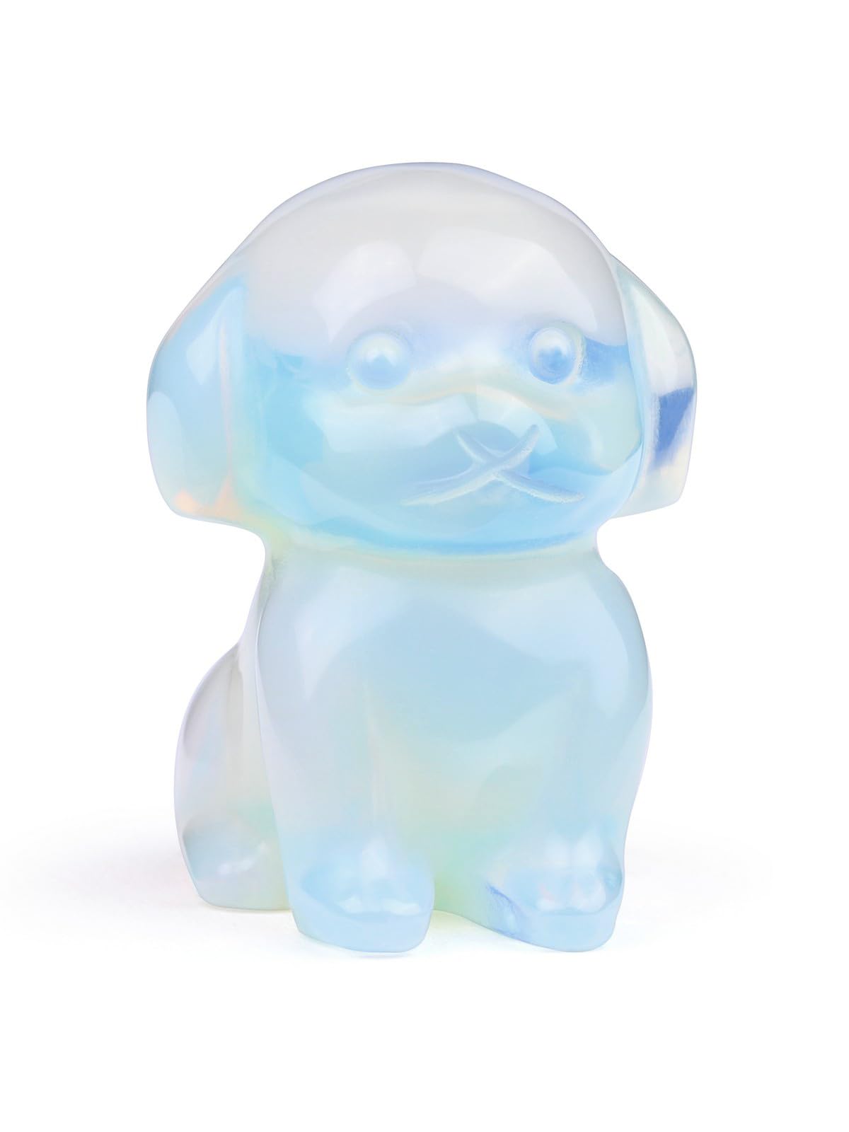 CrystalTears Opalite Crystal Dog Figurine Gifts for Dog Lover Women Men, Carved Healing Stone Gemstone Dogs Statue Ornament for Home Office Desk Decor, Mini Lucky Dogs Puppy Gifts for Christmas