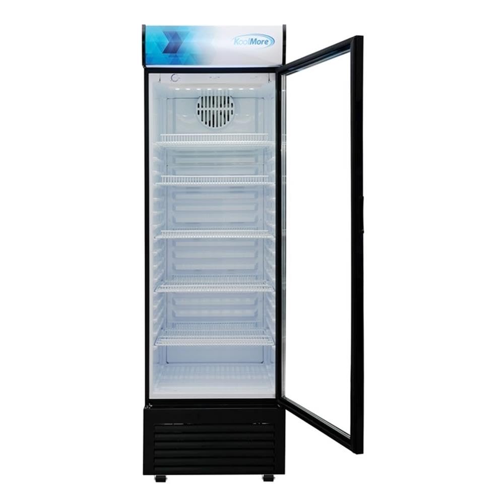 Pemberly Row 26" Commercial Merchandiser Refrigerator, 15 Cu. Ft. Capacity, Black Finish, Glass Door, Adjustable Shelves, LED Lighting, Frost-Free, Energy Efficient, Freestanding Retail Display Fridge on Fridge.com - View 2