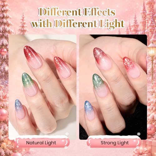 Image of Beetles Christmas Gel Nail Polish Set, Reflective Glitter Red Green Brown