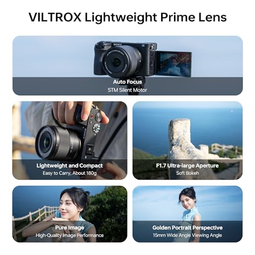 Image of VILTROX AF 15mm F1.7 Air E Lens for Sony E Mount, f /1.7 Large Aperture APS-C Auto Focus Prime Lens Compatible with Sony E-Mount Mirrorless Cameras ZV-E10 II EV10 a6700 a6600 a6400 a7c ii a7rv a7iii