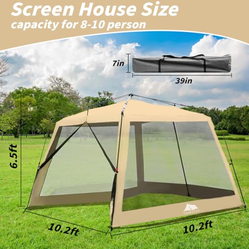Teabelle 455320 10Ft Screen Tent Gazebo House For 6-8 Person, Pop Up Sun Shade Shelter Camping Tent thumb #1