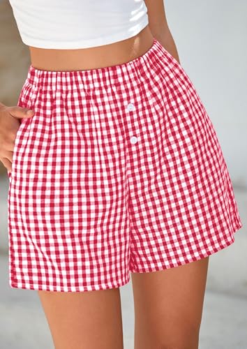 Image of PRETTYGARDEN Womens Summer Gingham Boxer Shorts