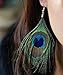 Native Feather Dangle Earrings for Women Long Peacock Feather Earrings for Women Dangling Boho Hook Peacock Feather Earring