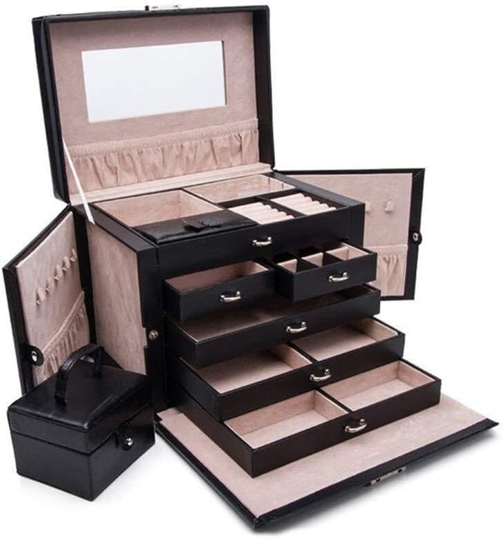 Jewelry Storage Box Gift for Women Jewelry Boxes Leather Large Capacity Princess Jewellery Organiser Birthday Gift Ring Earrings