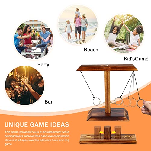 DIIQII Ring Toss Game, Wooden Table Top Hook Ring Toss Game Children - Image 2