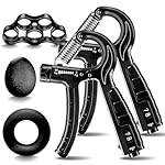 Grip Strength Trainer, Hand Gripper Strengthener Set 5-Pack: Adjustable Hand Gripper (2-Pack) with Click Counter, Finger Stretcher ，Stress Relief Grip Ball& Grip Ring 11-132 lbs Forearm Strengthener for Athletes, Rock Climbing, forearm strengthener