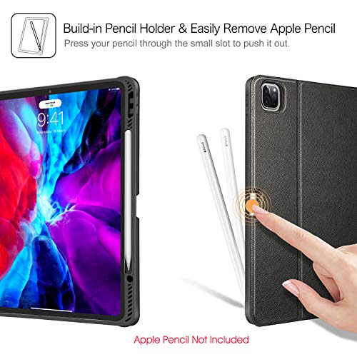 Fintie Keyboard Case For Ipad Pro 12.9" 4Th & 3Rd Generation 2020/2018, Soft Tpu Back Cover W/Pencil Holder & [7-Color Backlight] Magnetically Detachable Wireless Bluetooth Keyboard, Black #TOP7