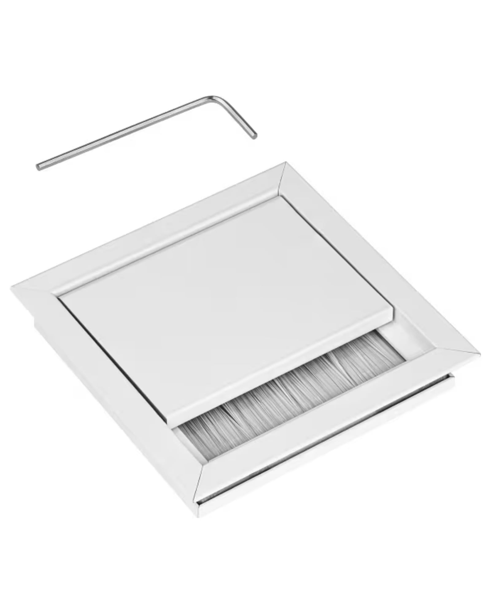 Gedotec Kabeldurchführung Aluminium mit Bürstendichtung 100 x 100 mm weiß – Kabeldurchlass EXIT G11 ECO – Kabelmanagement Schreibtisch & Büromöbel mit klappbarer Abdeckung
