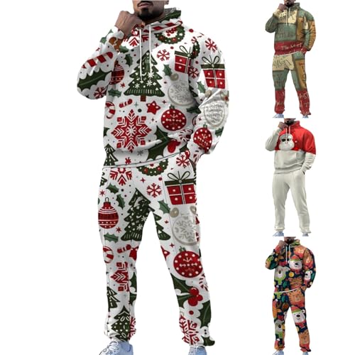 Chándal de Navidad para hombre con sudadera con capucha y pantalón de diseño divertido