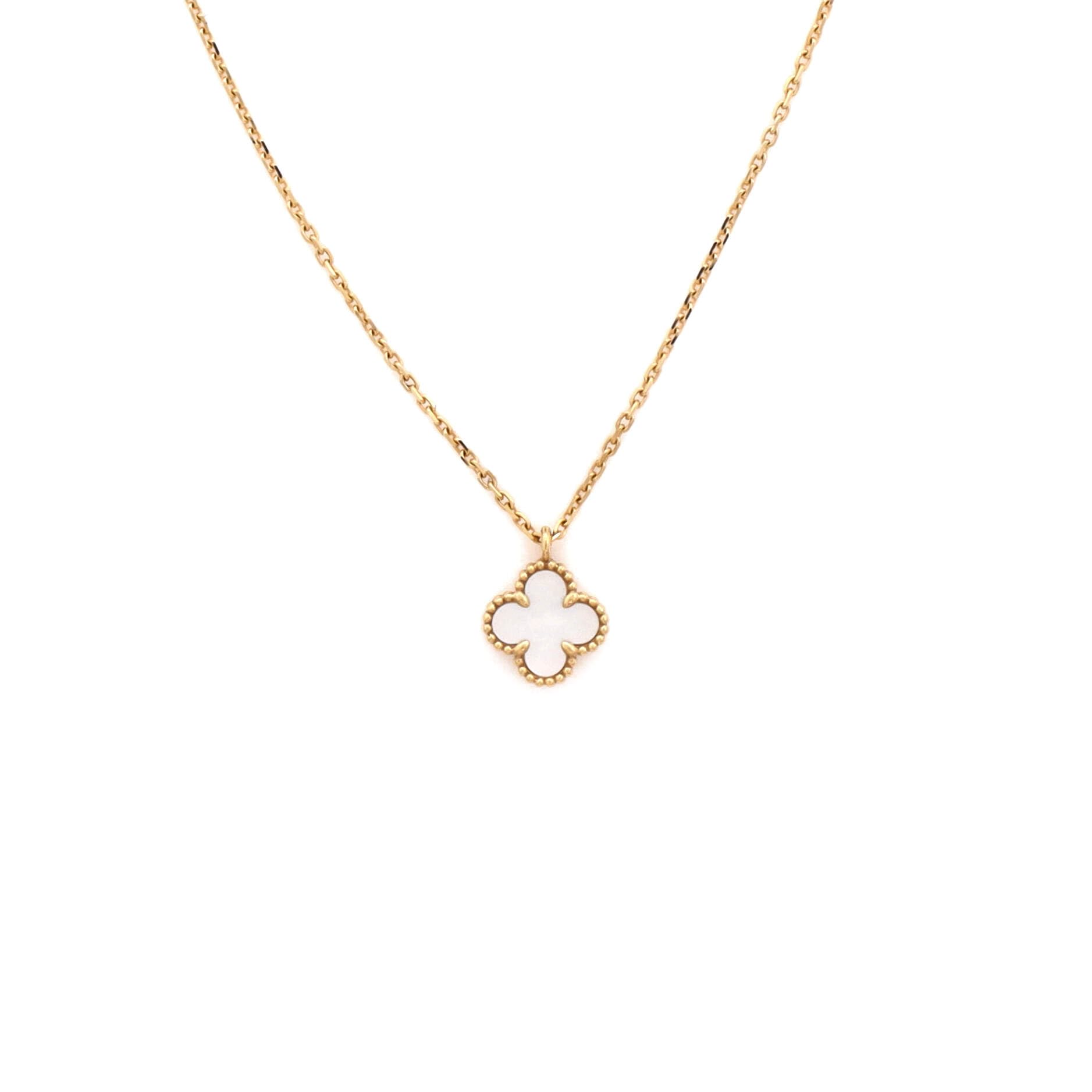 Van Cleef & Arpels Pre-Loved Sweet Alhambra Pendant Necklace 18K Yellow Gold and Mother of Pearl, Yellow Gold