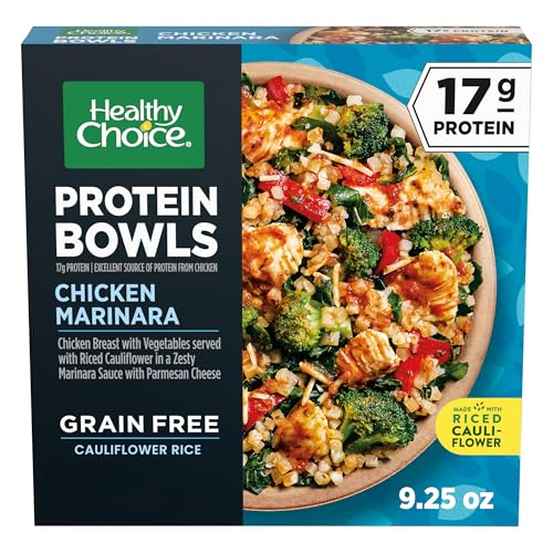 Healthy Choice Power Bowls Chicken Marinara With Riced Cauliflower, Grain and Gluten Free Meal Made With No Preservatives, Frozen Meal,
