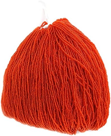 Czech Glass Seed Beads 11/0 (2.1mm Diameter) Transparent Orange Strung DIY Jewelry Making Beadss - 500g Bulk Bag by Preciosa (Jablonex)