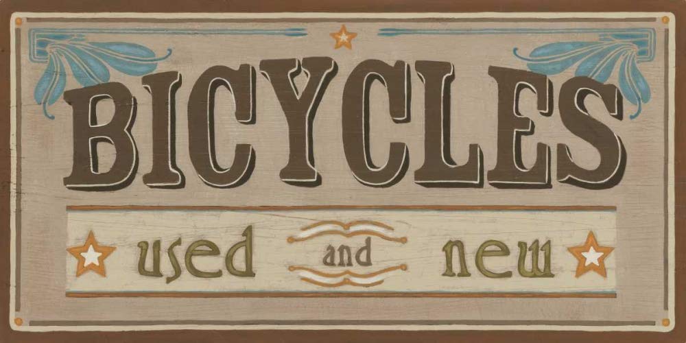 Feeling at home Lienzo-con-AMERICANO-BOX-Bike-Shop-IV-Buque-Junio-Erica-Signs-Fine-Art-impresión-on-madera-marco-Horizontal-16x32_in