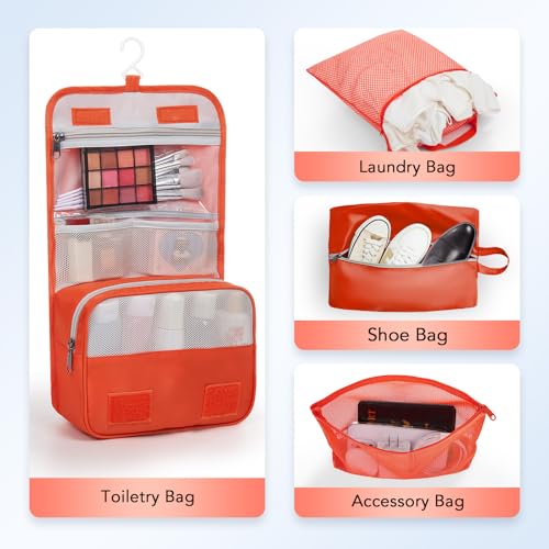 Image of OlarHike 10 Set Compression Packing Cubes for Travel Essentials,Compressible Expandable Packing Cubes for Suitcase,Luggage Garment Bags with Over 99 pcs of Mesh Holes(Orange)