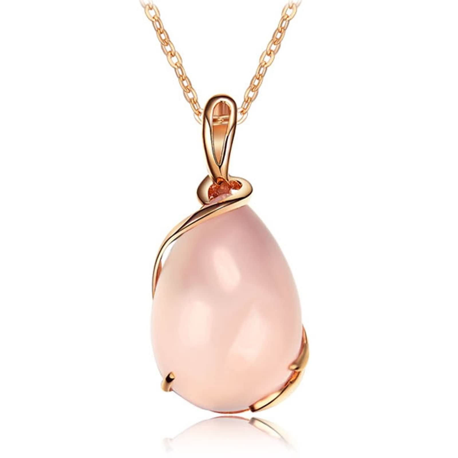 Halsketten für Damen zur Hochzeit, Vintage-Rosenquarz-Halskette mit 14,65 Karat VS1-VS2-Rosenquarz-Edelstein im Idealschliff