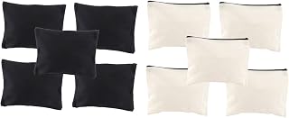 Hemobllo 10 Piezas Bolsa de Algodón con Cremallera Portátil Multiusos para Almacenamiento de Artículos de Tocador Estuche de Lápices y Neceser Compacto para Viaje y Hogar Colores Negro y